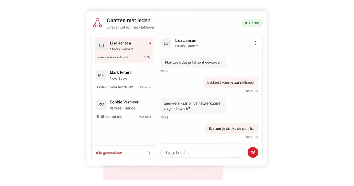 Chatten met clubleden in de 4planning-app, als alternatief voor de communityapp van Socie